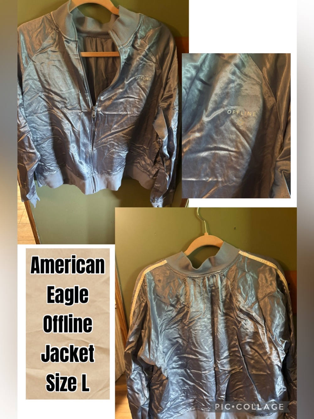 American Eagle Outfitters Metallic Blue Women’s Bomber Jacket